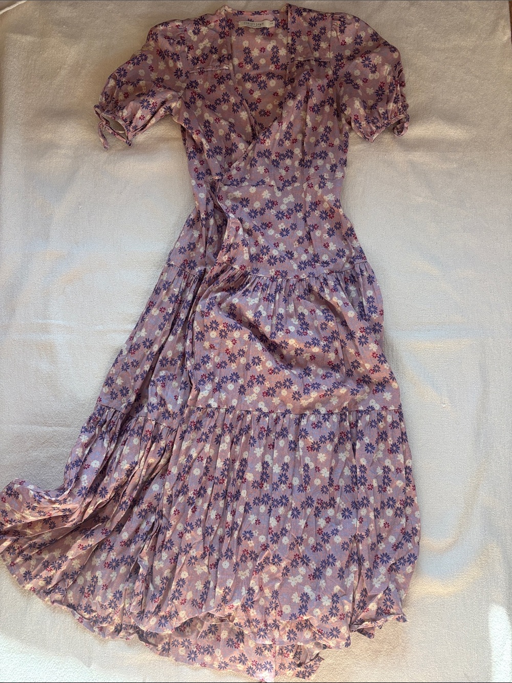 Christy Dawn Lavender Pink Floral Wrap Maxi Dress